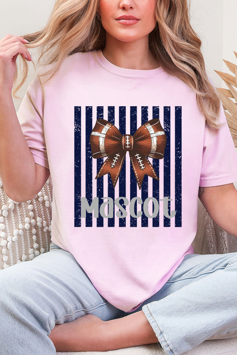 Personalized Navy Varsity Bow Comfort Colors Adult Ring-Spun Cotton Tee *Enter Mascot Name