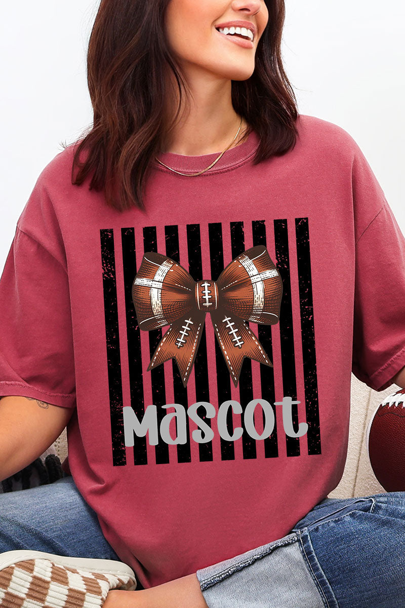 Personalized Black Varsity Bow Comfort Colors Adult Ring-Spun Cotton Tee *Enter Mascot Name
