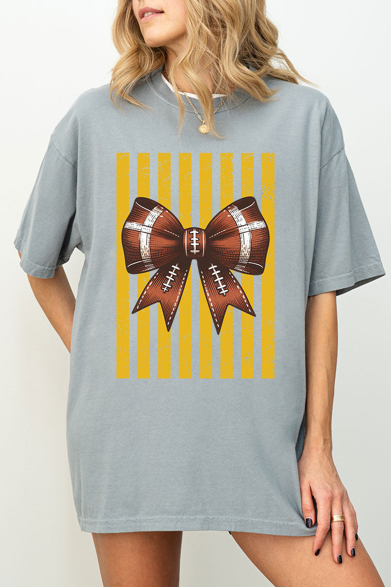 Yellow Gold Varsity Bow Comfort Colors Adult Ring-Spun Cotton Tee