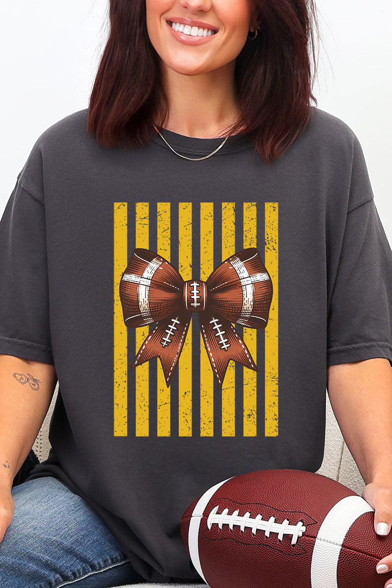 Yellow Gold Varsity Bow Comfort Colors Adult Ring-Spun Cotton Tee