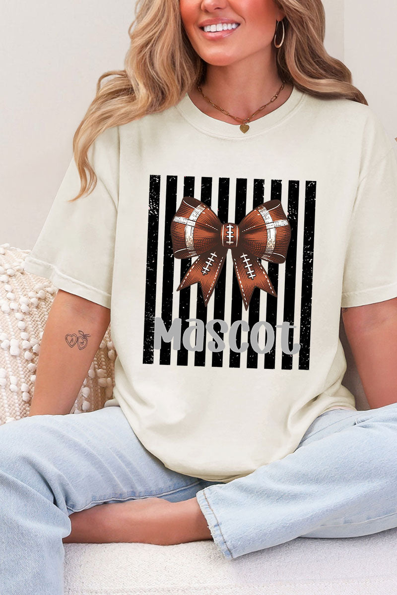 Personalized Black Varsity Bow Comfort Colors Adult Ring-Spun Cotton Tee *Enter Mascot Name