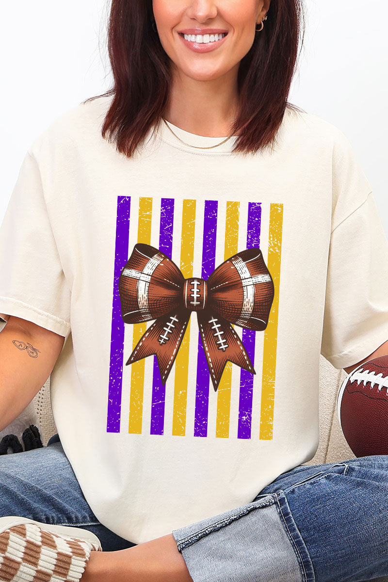 Purple & Yellow Gold Varsity Bow Comfort Colors Adult Ring-Spun Cotton Tee