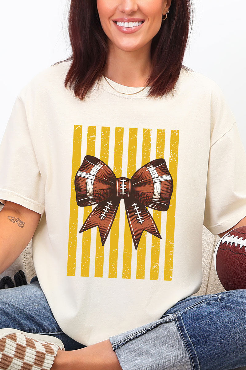 Yellow Gold Varsity Bow Comfort Colors Adult Ring-Spun Cotton Tee