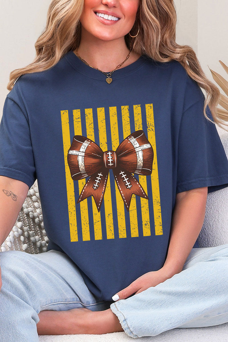 Yellow Gold Varsity Bow Comfort Colors Adult Ring-Spun Cotton Tee