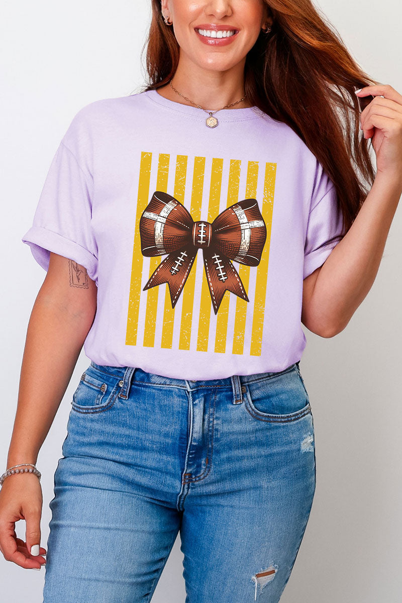 Yellow Gold Varsity Bow Comfort Colors Adult Ring-Spun Cotton Tee