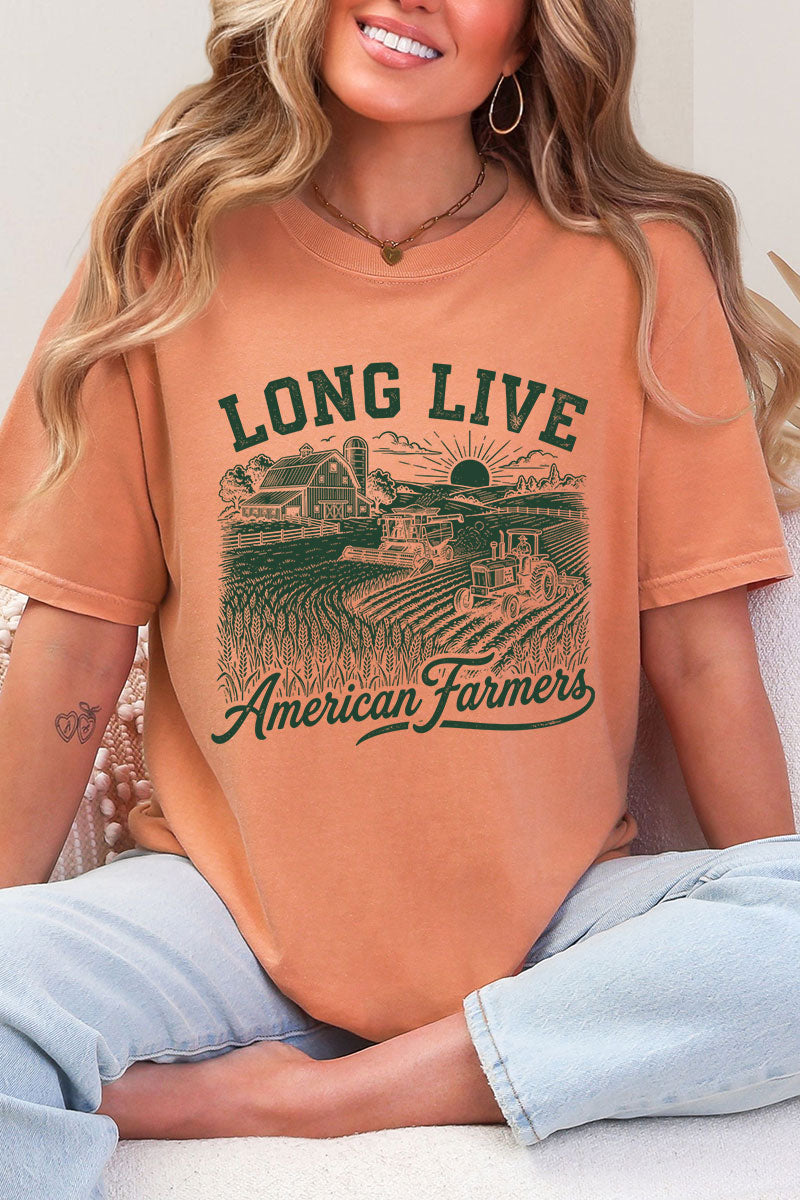 Long Live American Farmers Comfort Colors Adult Ring-Spun Cotton Tee