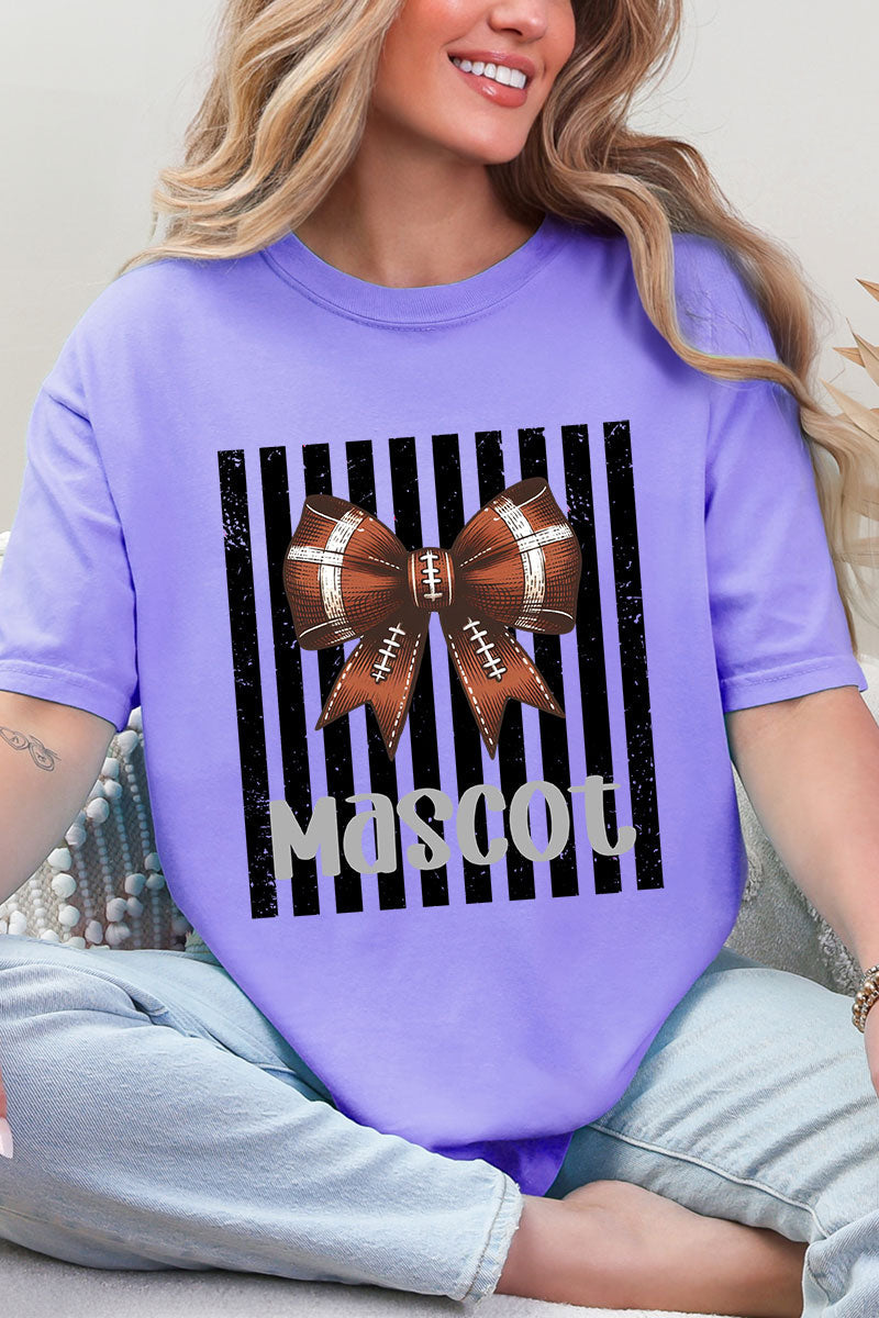 Personalized Black Varsity Bow Comfort Colors Adult Ring-Spun Cotton Tee *Enter Mascot Name