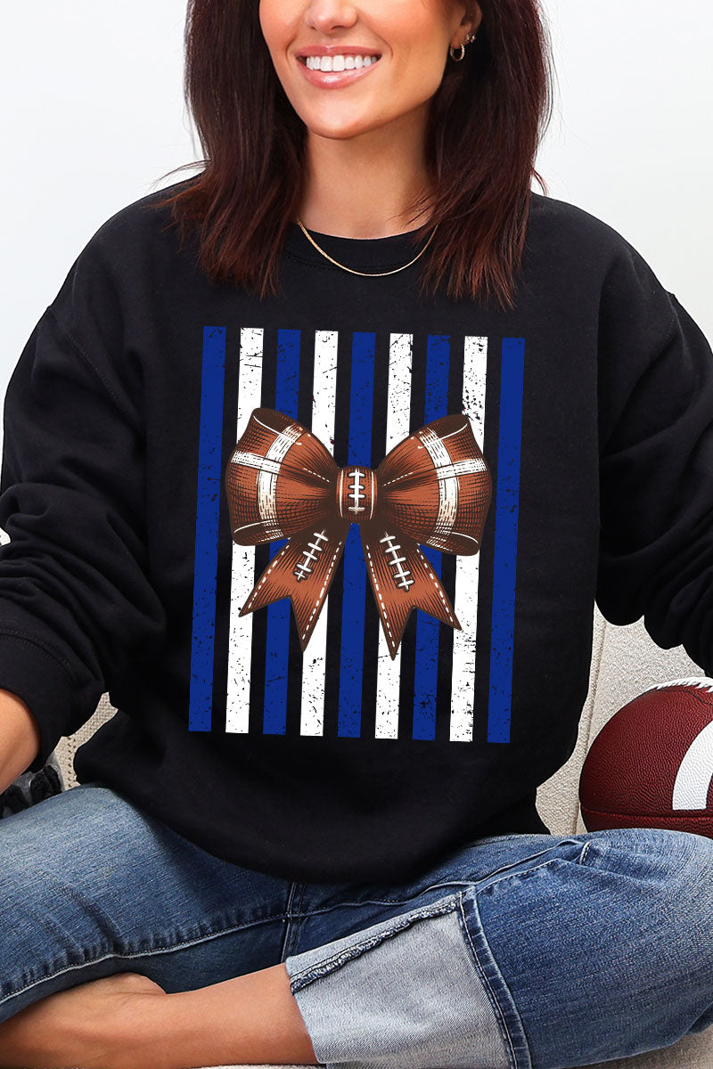 Blue & White Varsity Bow Heavy Blend Crew Sweatshirt product image 3