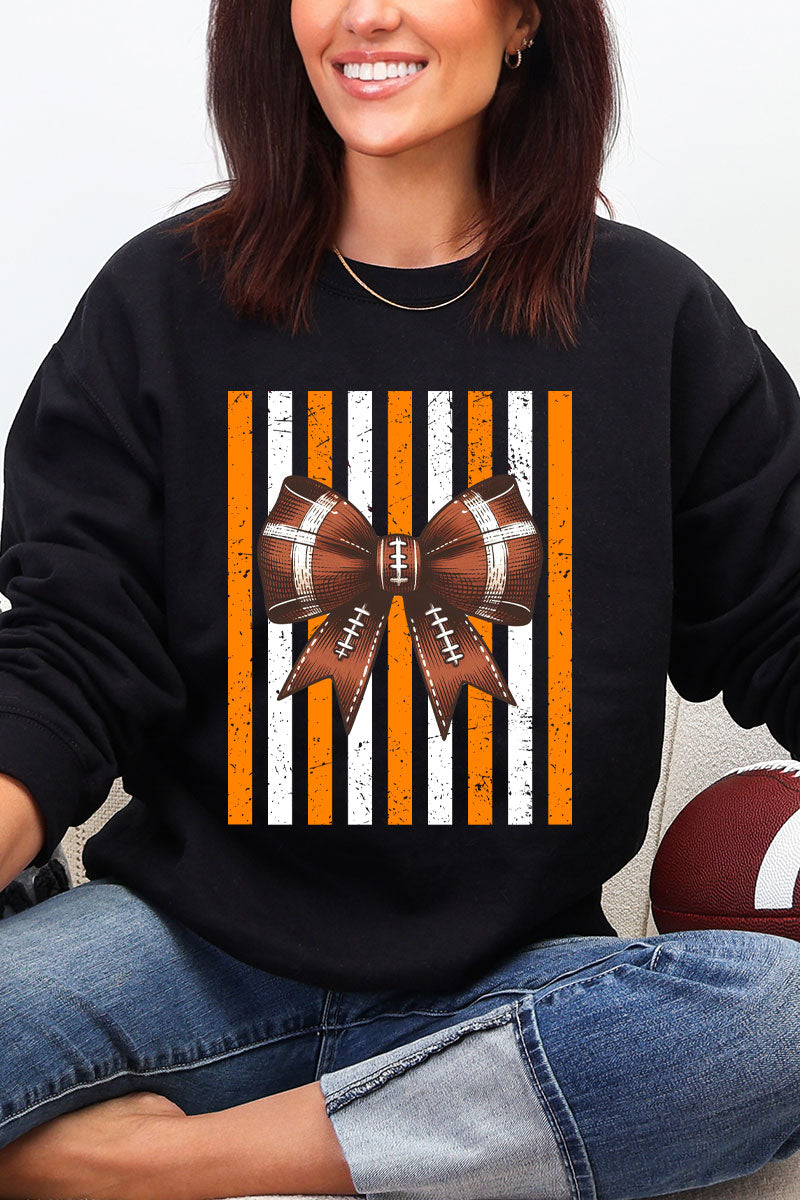 Fiery Orange & White Varsity Bow Heavy Blend Crew Sweatshirt product image 3