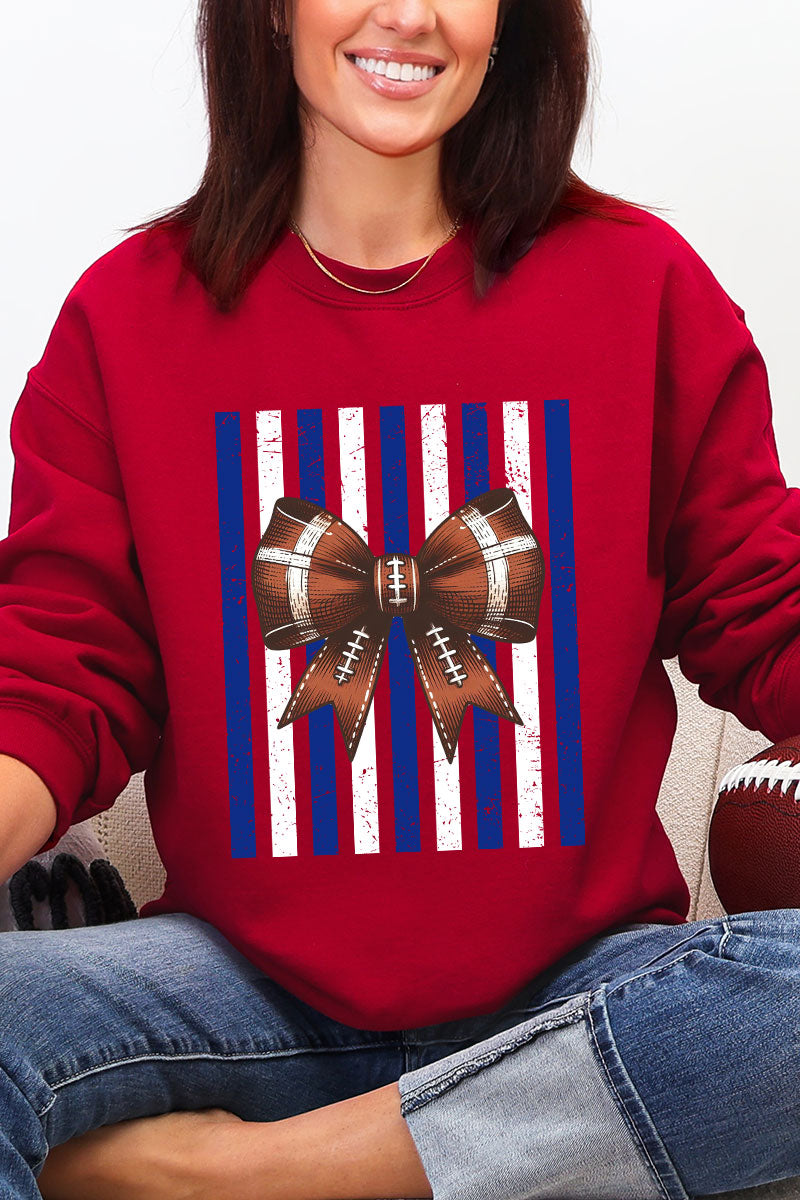 Blue & White Varsity Bow Heavy Blend Crew Sweatshirt product image 1