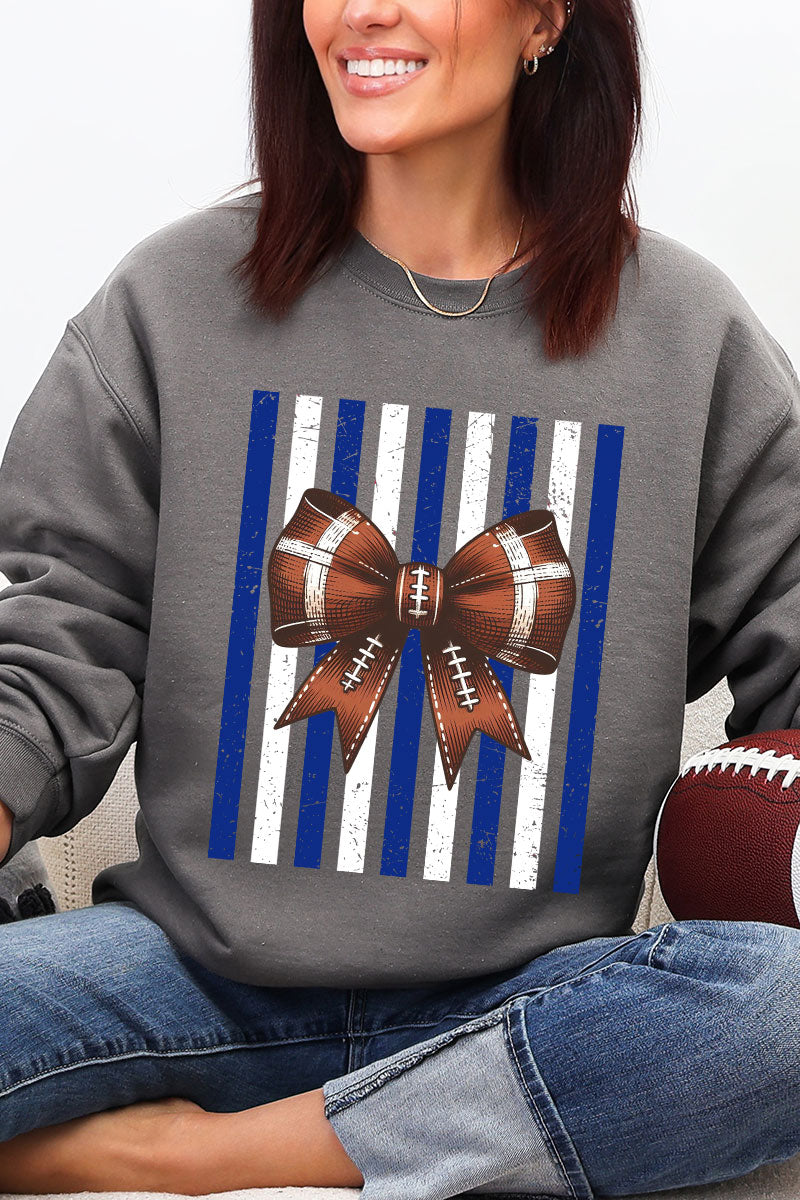 Blue & White Varsity Bow Heavy Blend Crew Sweatshirt product image 4