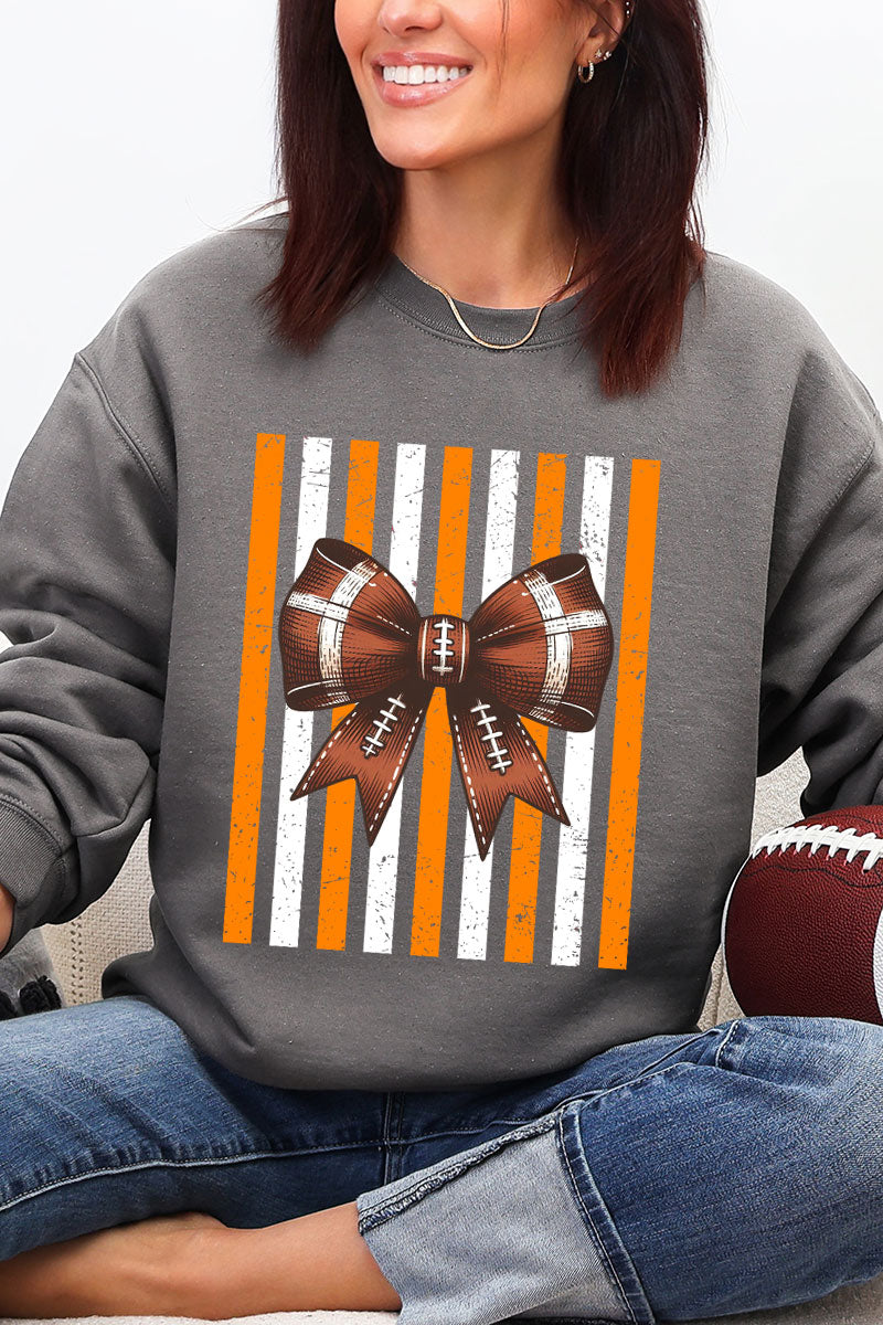 Fiery Orange & White Varsity Bow Heavy Blend Crew Sweatshirt product image 1