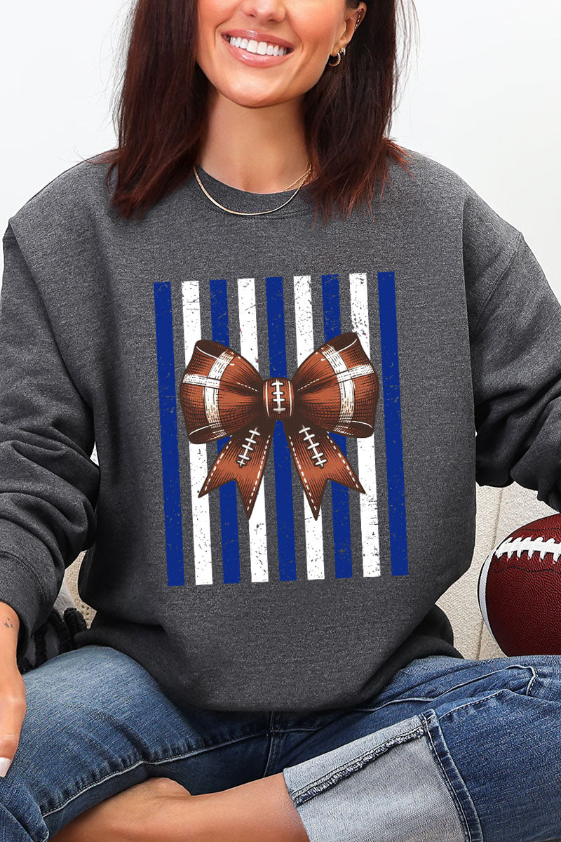 Blue & White Varsity Bow Heavy Blend Crew Sweatshirt product image 5