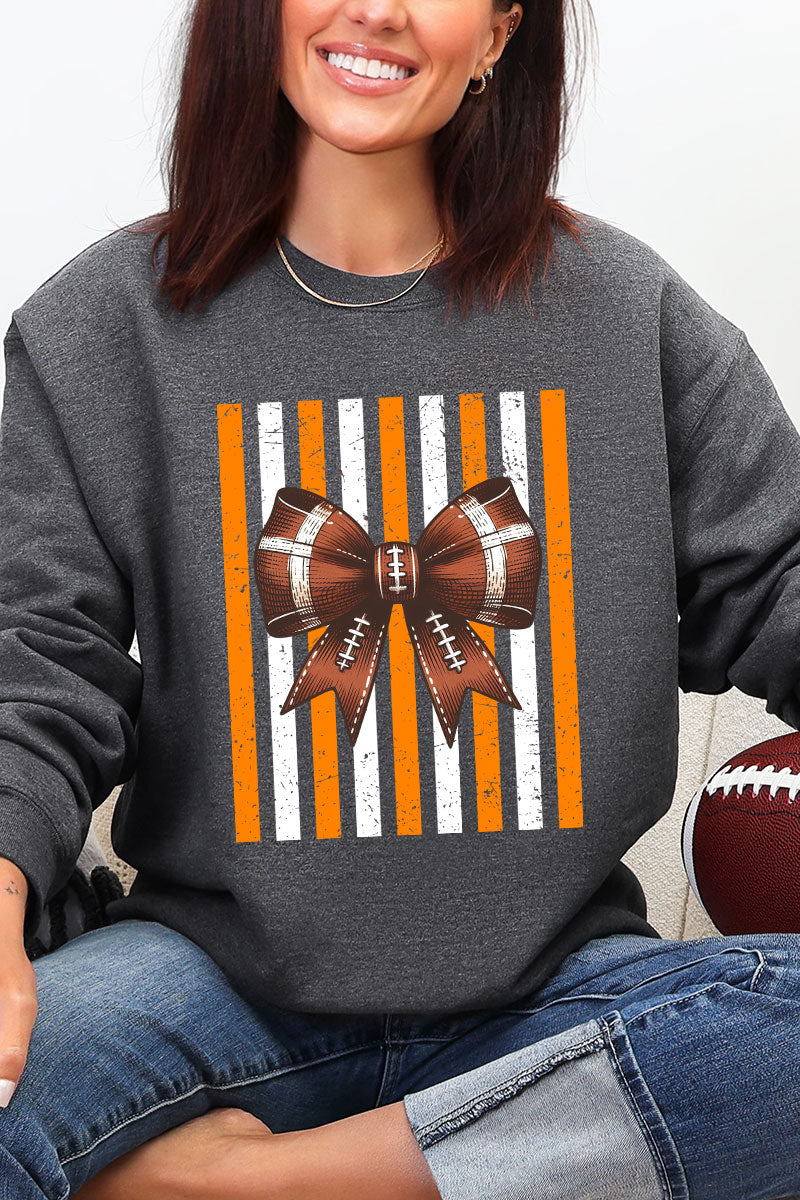 Fiery Orange & White Varsity Bow Heavy Blend Crew Sweatshirt product image 4