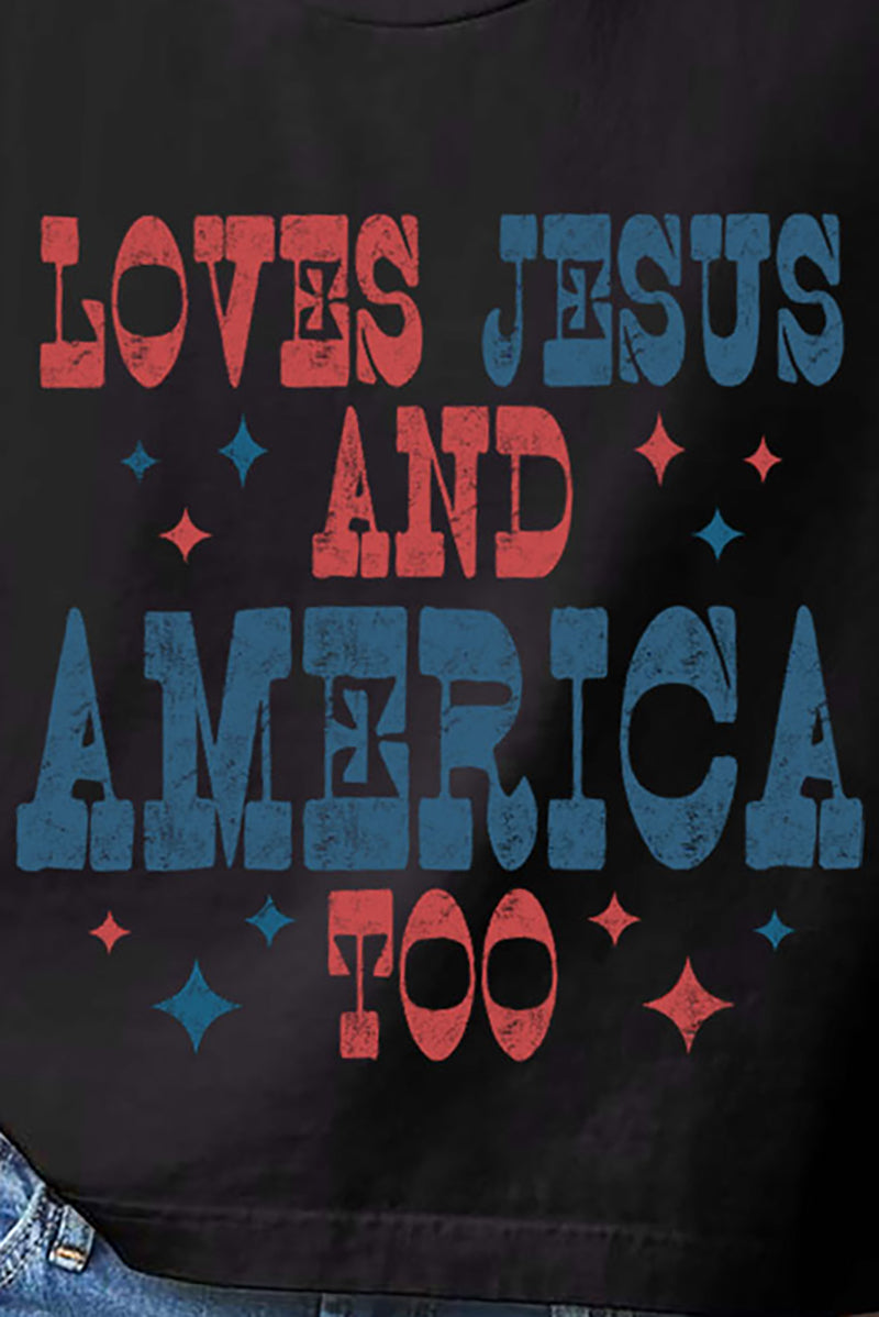 Retro Loves Jesus & America Too Women's Garment-Dyed product image 2
