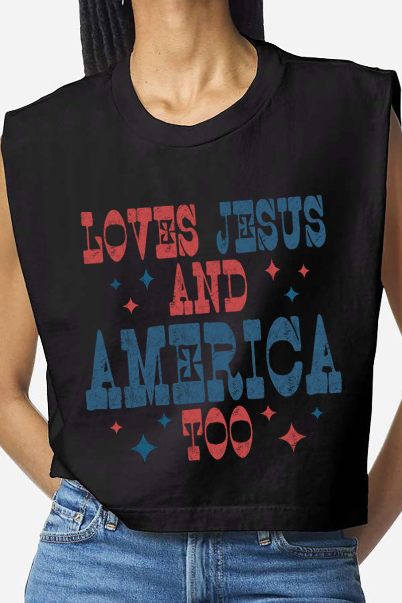 Retro Loves Jesus & America Too Women's Garment-Dyed product image 1
