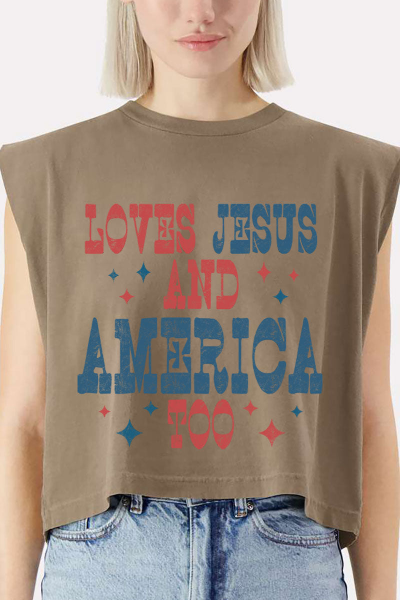 Retro Loves Jesus & America Too Women's Garment-Dyed product image 3