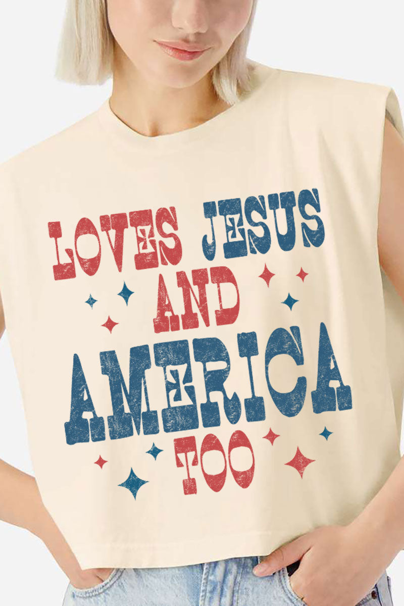 Retro Loves Jesus & America Too Women's Garment-Dyed product image 4