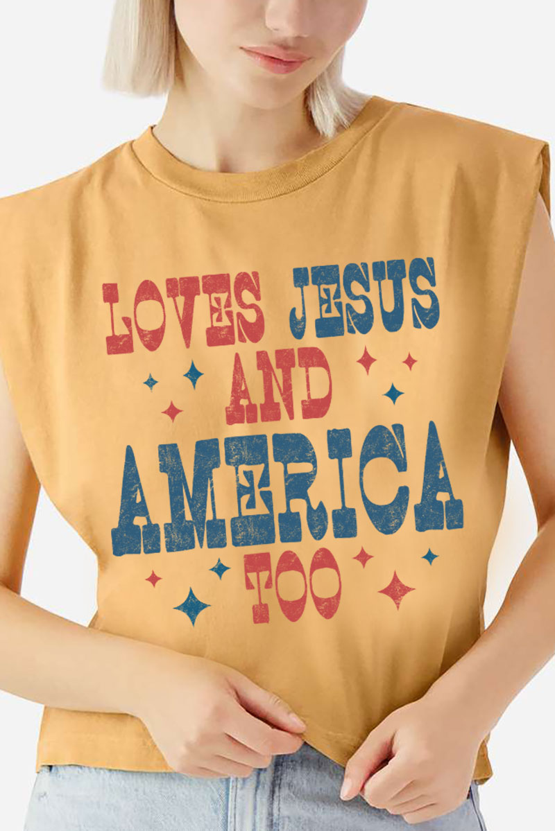 Retro Loves Jesus & America Too Women's Garment-Dyed product image 5
