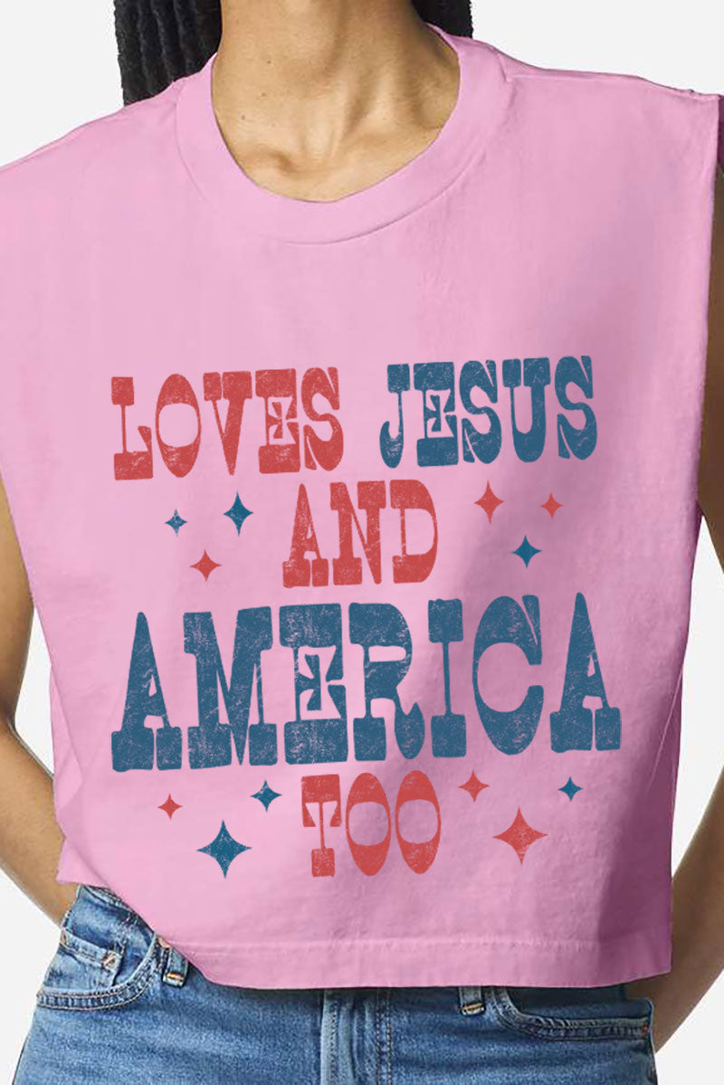 Retro Loves Jesus & America Too Women's Garment-Dyed product image 6