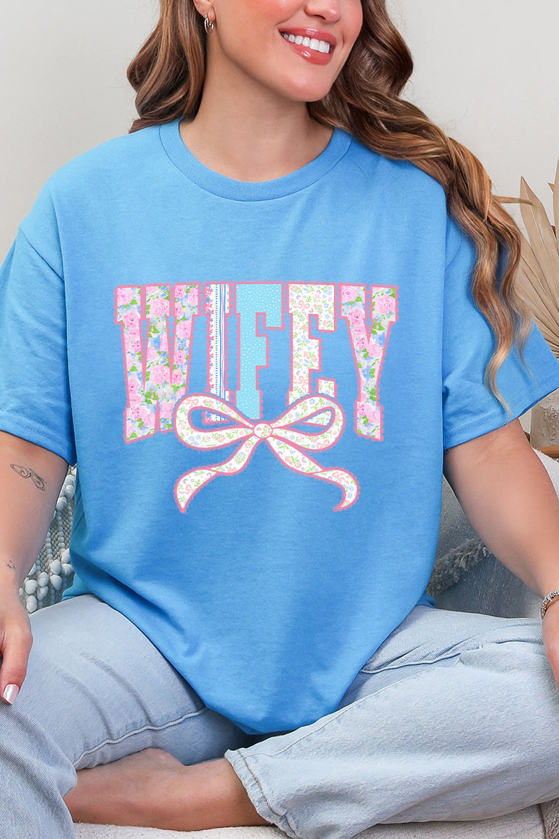 Ribboned Roses Wifey Short Sleeve Relaxed Fit T-Shirt product image 3