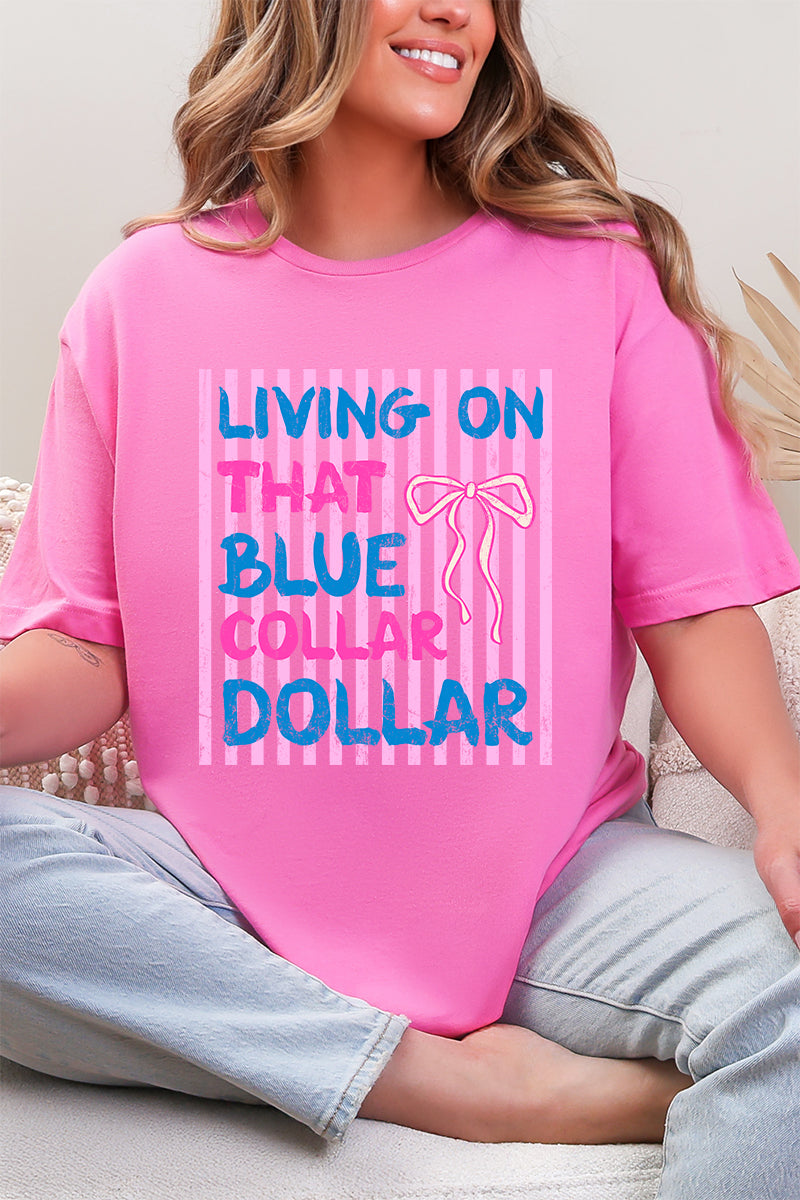 Striped Blue Collar Dollar Pink And Softstyle Adult T-Shirt product image 1