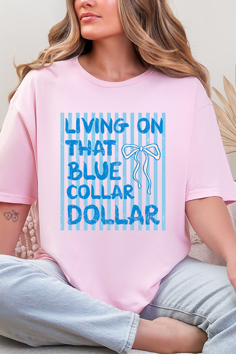 Striped Blue Collar Dollar Softstyle Adult T-Shirt product image 4