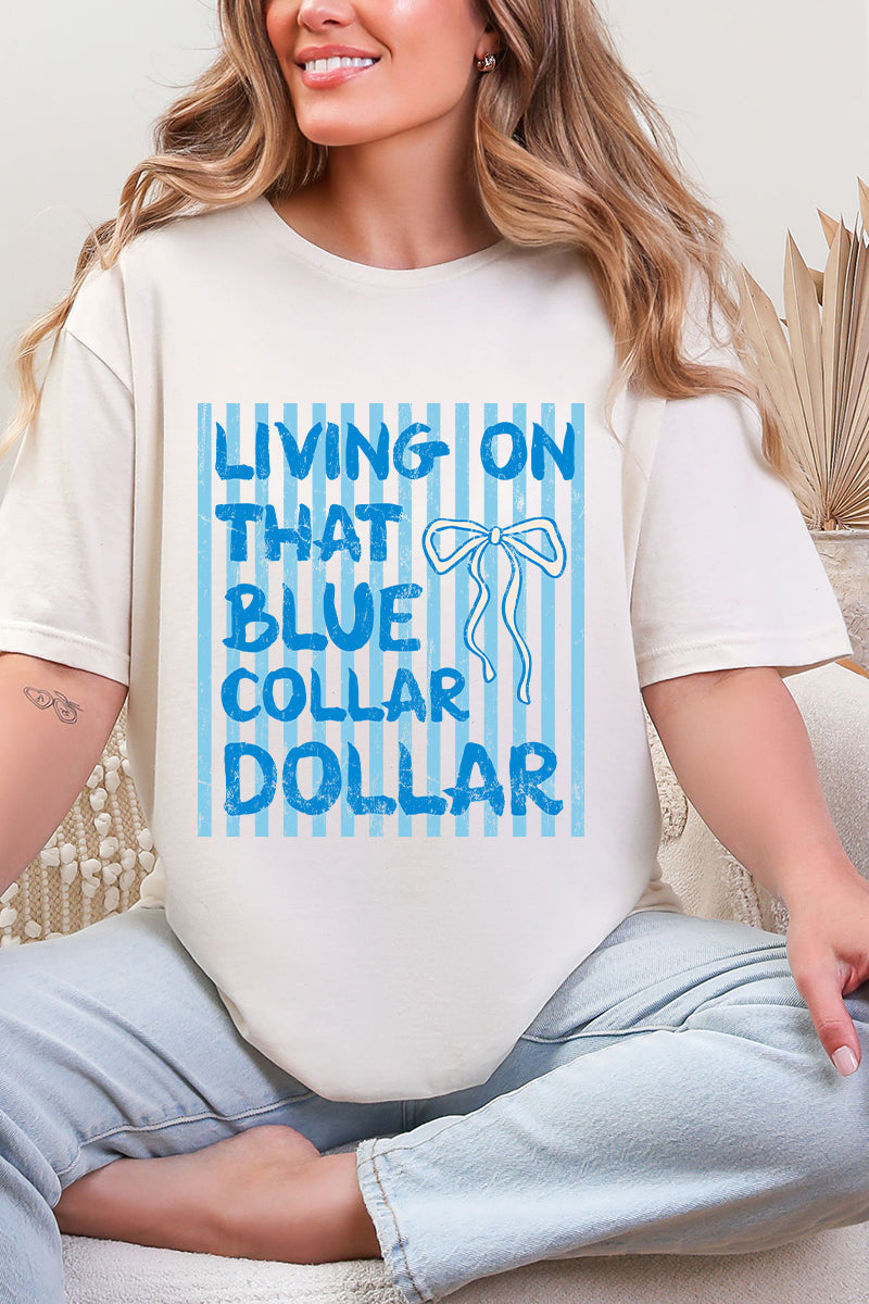 Striped Blue Collar Dollar Softstyle Adult T-Shirt product image 5