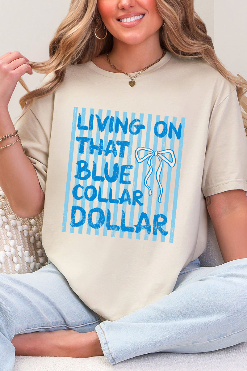 Striped Blue Collar Dollar Softstyle Adult T-Shirt product image 6