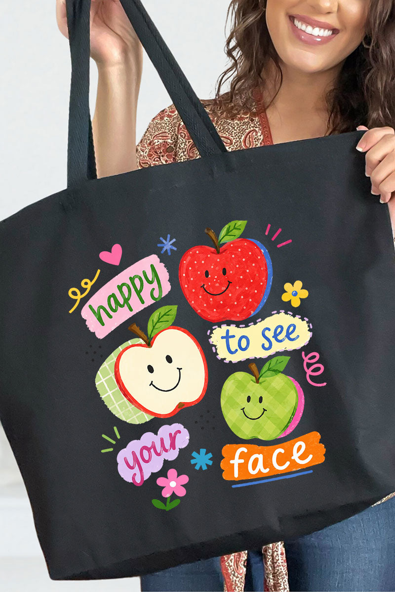 Happy To See Your Face Canvas Jumbo Tote