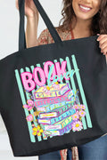 Petals & Paperback Book Lover Canvas Jumbo Tote