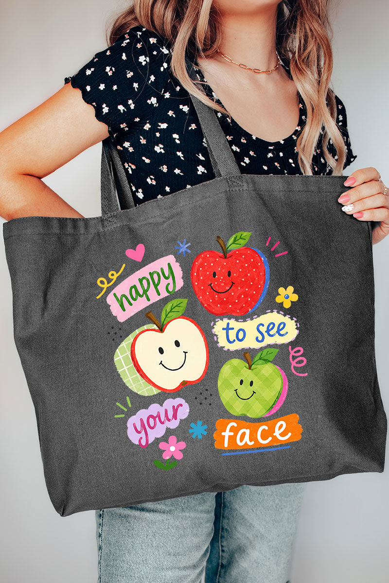 Happy To See Your Face Canvas Jumbo Tote