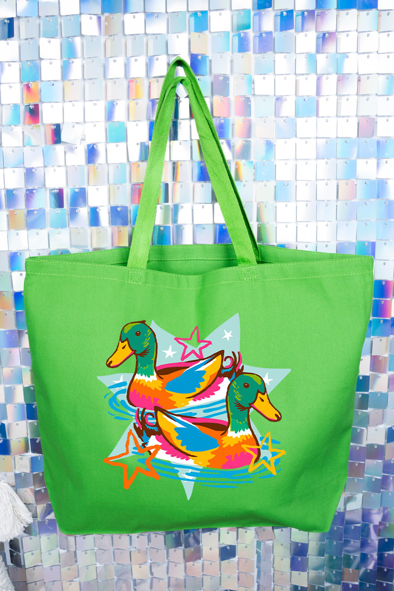 Duck, Duck, Dazzle Canvas Jumbo Tote