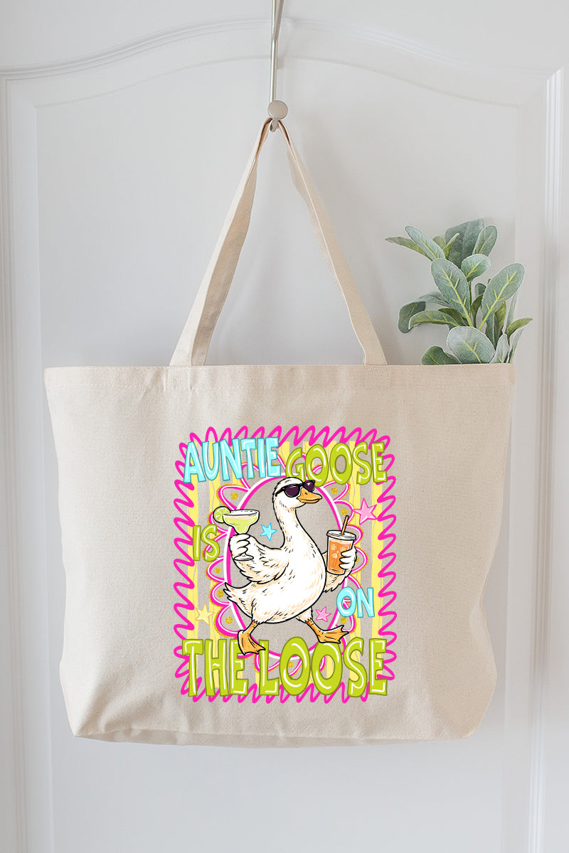 Auntie Goose On The Loose Canvas Jumbo Tote