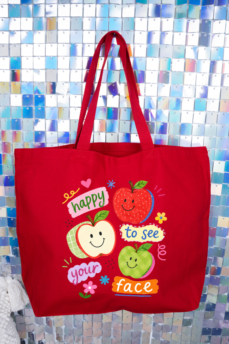 Happy To See Your Face Canvas Jumbo Tote